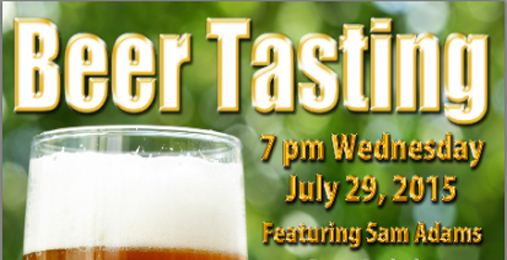 July 29th Sam Adams Beer Tasting