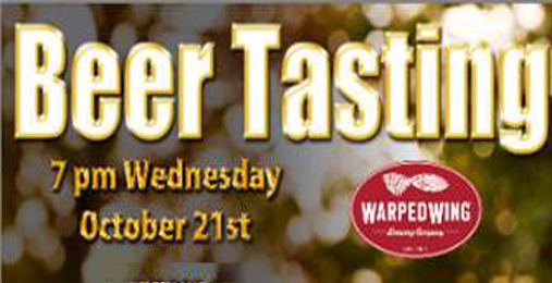 Our October Warped Wing Beer Tasting is 10/21/15!